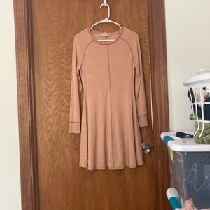 Philosophy size XS long sleeved light peach and gray dress excellent condition